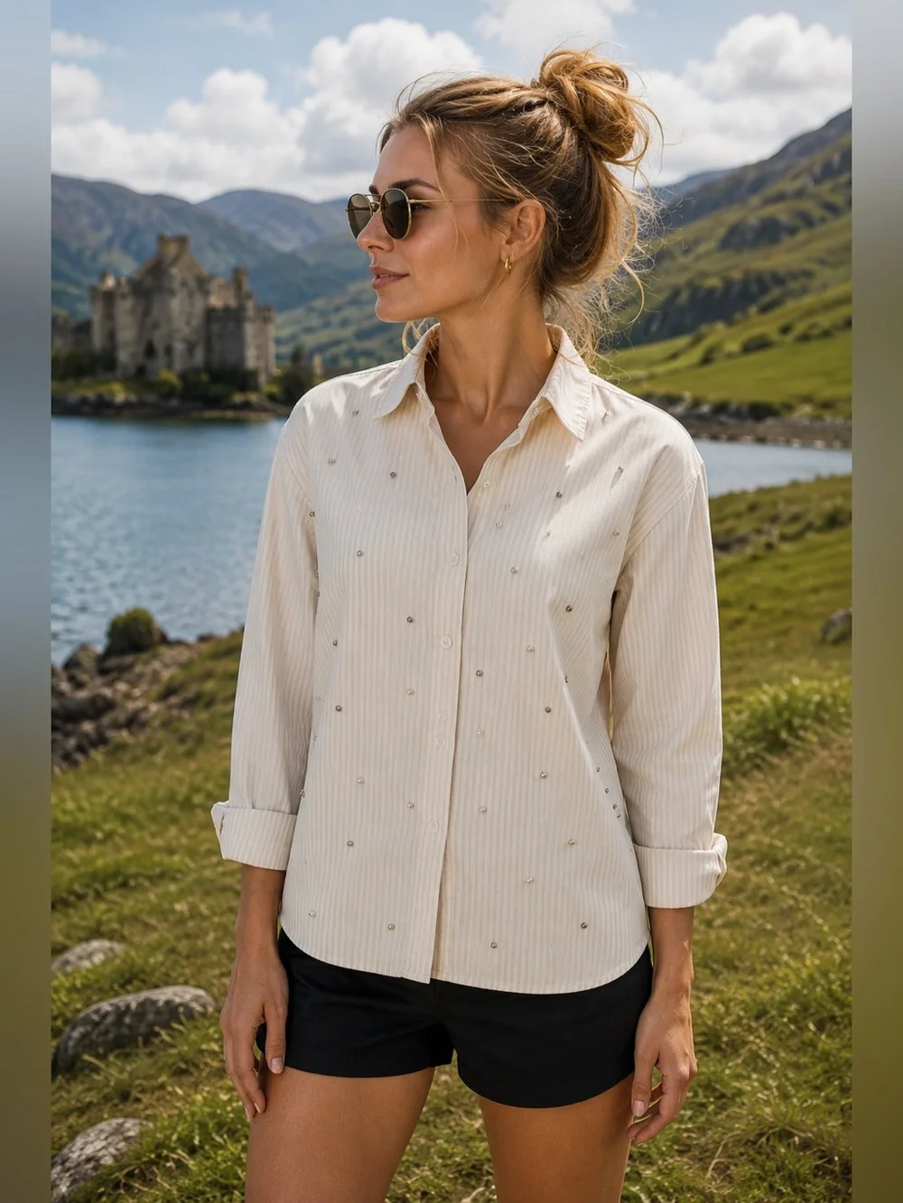 Calvin Klein Women's Button Down Shirt - Cream